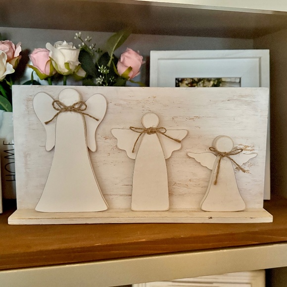 Other - Rustic Wooden Angel Shelf Decor